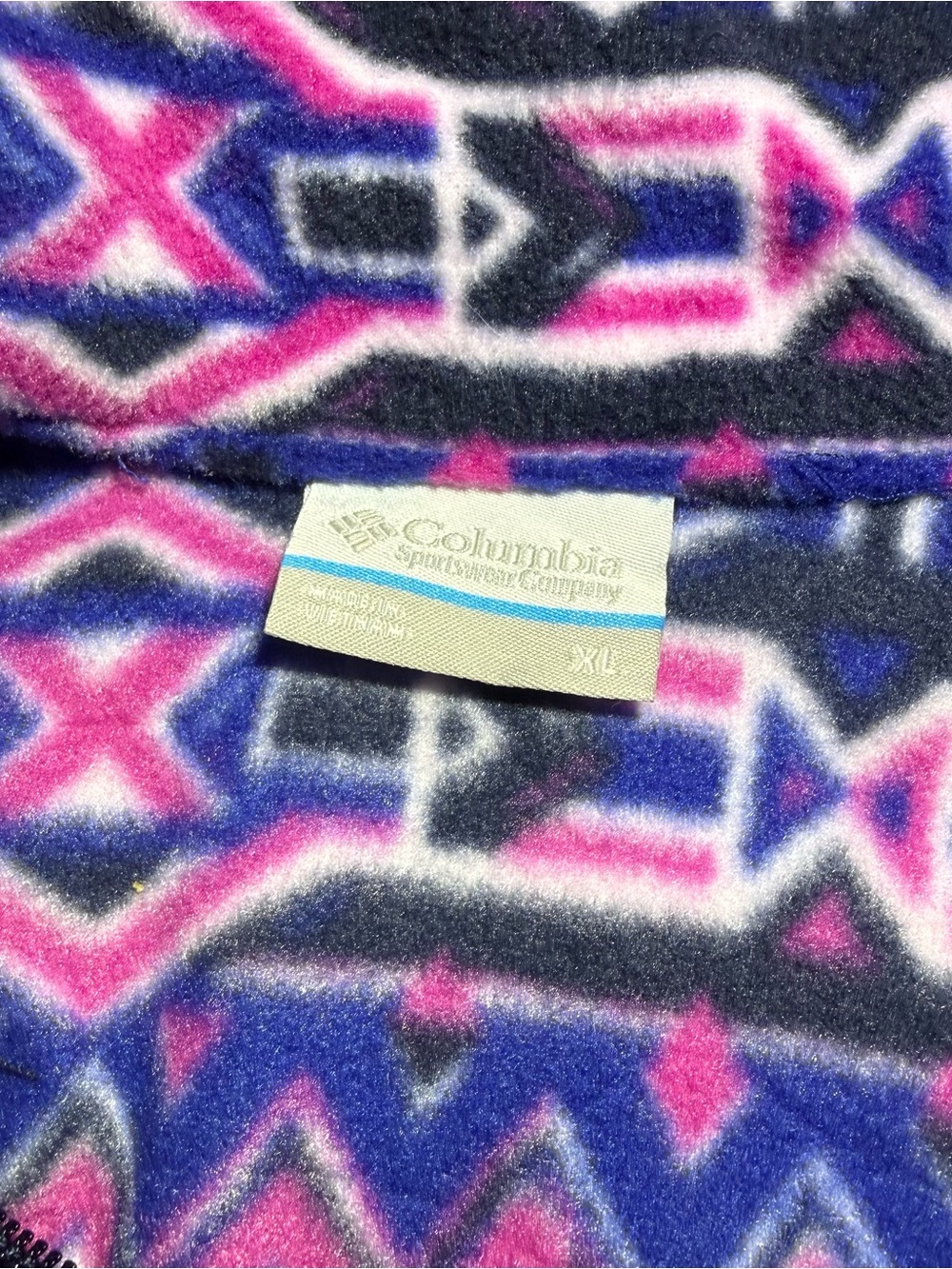 Columbia Women Dark Sapphire 80s Stripe Benton Springs FZ Fleece Jacket Size XL - Picture 6 of 9